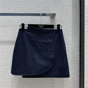 fendi retro dark blue high waist wrap skirt