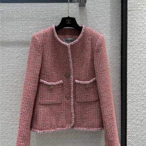 chanel palace style high-end pink knitted jacket