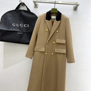 gucci double breasted contrast lapel coat