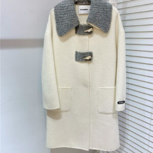 jil sander contrast wool patchwork wool coat