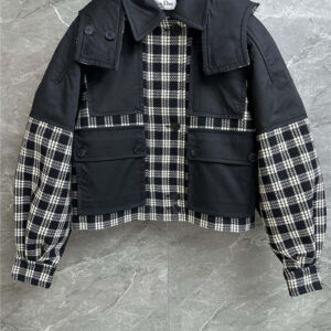 dior black and white checkered patchwork jacket