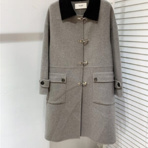 celine new style   cashmere coat with airplane gold buttons