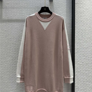 chanel pink and white colorblock casual style knitted skirt