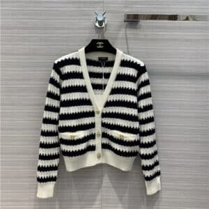 chanel striped wool cardigan