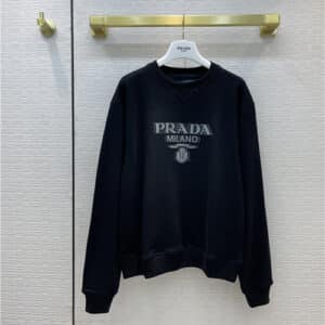 prada logo print crew neck sweatshirt