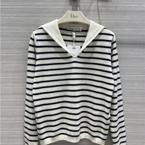 dior striped shawl collar cashmere sweater