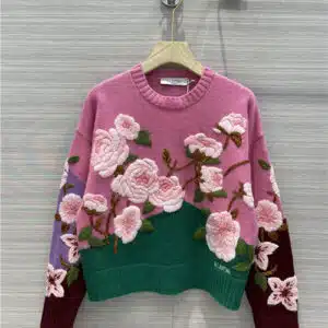valentino embroidered flower cashmere sweater