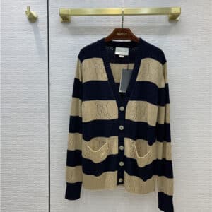 gucci striped gg knitted cardigan