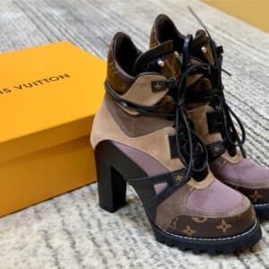 louis vuitton lv leather thick high-heeled martin boots