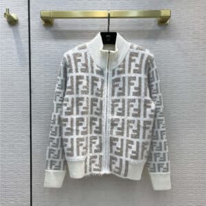 fendi FF knitted zipper coat