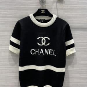 chanel knitted short sleeve sweater