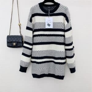 chanel striped logo sweater