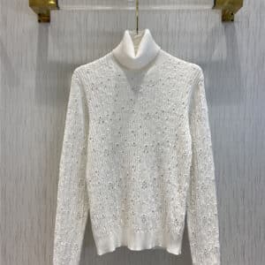 chanel logo knitted turtleneck sweater