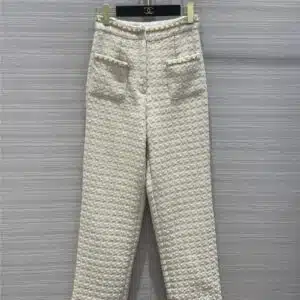 chanel check tweed pants
