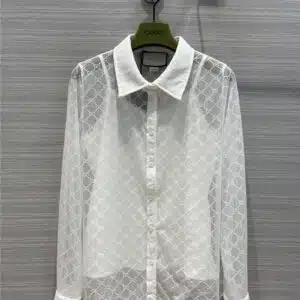 gucci jacquard lace white shirt