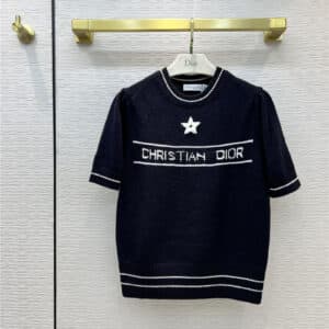 dior star-embroidered short-sleeve knitted sweater
