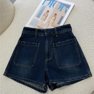 Dior dark blue high waist shorts