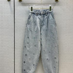 chanel silver filigree logo jeans