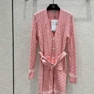 chanel pink long cardigan