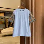 Burberry Check Sleeve Trim Cotton T-Shirt
