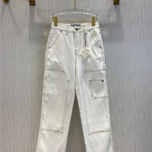 loewe embroidered white jeans