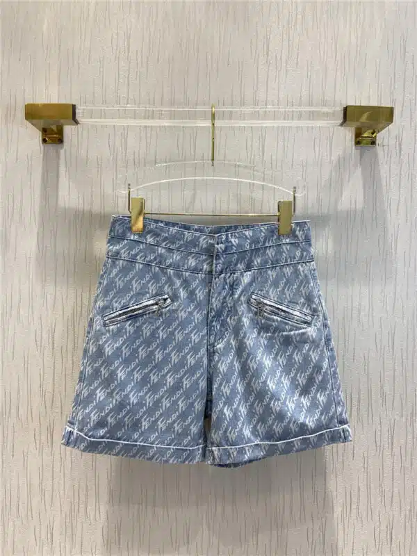 fendi logo wash denim shorts