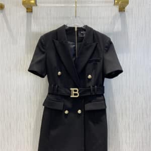 balmain B letter belt suit skirt