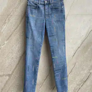 chanel graffiti stretch jeans