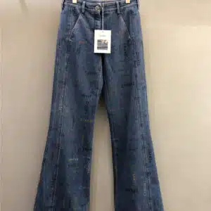 chanel high waist graffiti logo jeans