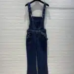 dior classic blue denim suspender straight-leg pants
