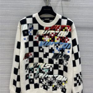 louis vuitton lv cashmere colorful embroidery sweater