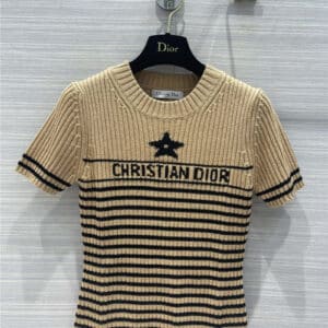 dior striped knitted short-sleeve top
