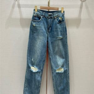 gucci frayed holes jeans