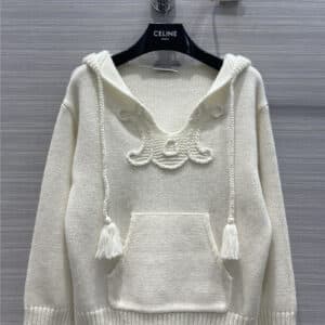 celine hooded braid cashmere sweater