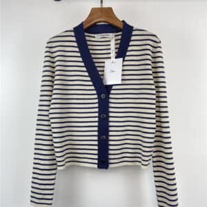 dior V-neck striped knitted cardigan