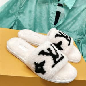 louis vuitton lv flat wool slippers
