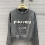 miumiu letter logo crew neck cropped sweater