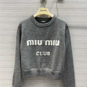 miumiu letter logo crew neck cropped sweater