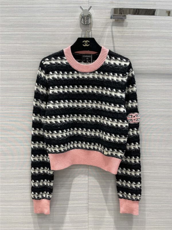 chanel snowflake striped sweater