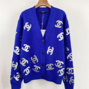 chanel logo cashmere knitted cardigan