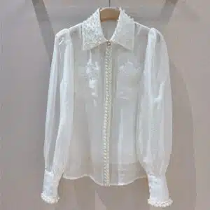 zimm beaded silk linen two-piece shirt
