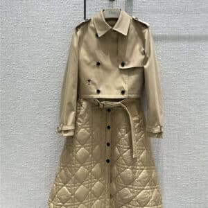 dior checked quilted quilted long trench coat set