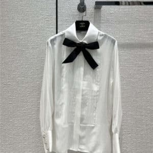 Chanel early court style black ribbon shirt