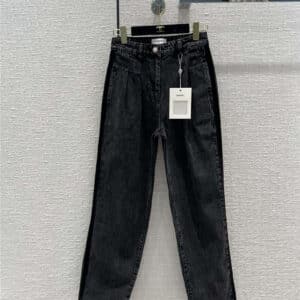 chanel velvet black trim jeans