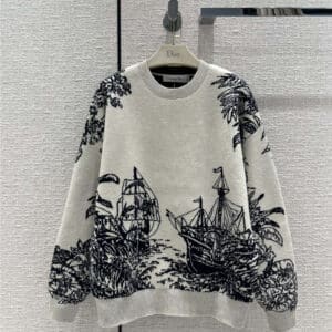 dior nautical print knitted crew neck sweater