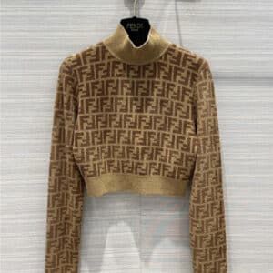 fendi brown FF cropped knitted top