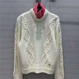 chanel coco neige zipped wool sweater