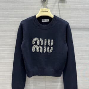miumiu logo cropped knitted sweater