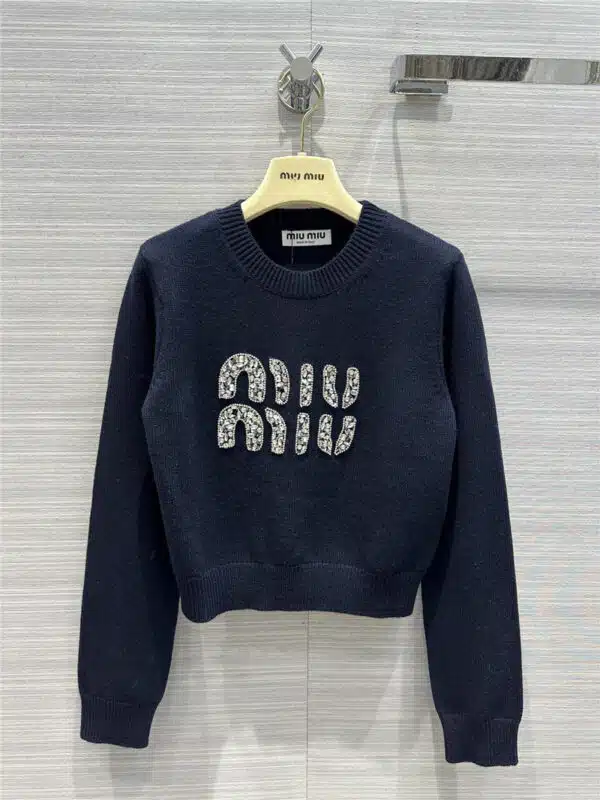 miumiu logo cropped knitted sweater