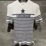 dior lucky star pattern striped knitted short sleeves